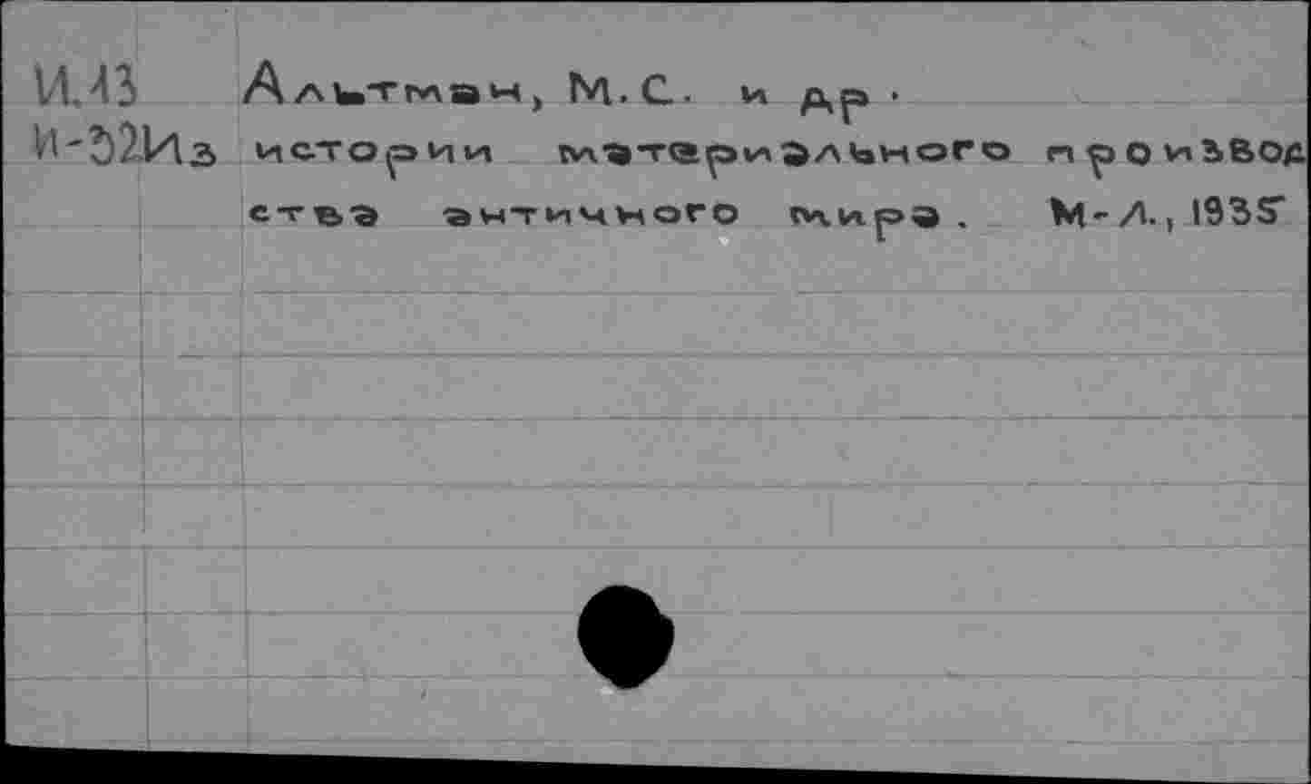 ﻿И'52.Из
истории	ЭЛЬИЧОГ О «ПрОИ»ЬВОД
ст^а античного пгирэ ,	M-A,I93S"
1